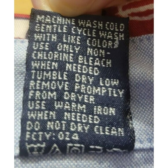 Vintage Bugle Boy Button Down Mens XXL Red W/Flag Short Sleeve Casual No Wrinkle - Picture 9 of 9